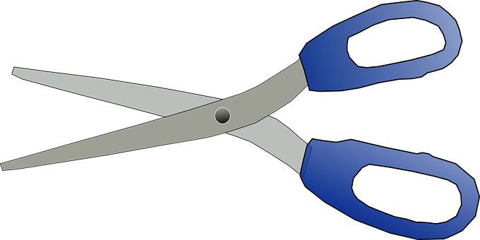 Blue Handled Scissors Vector PNG image