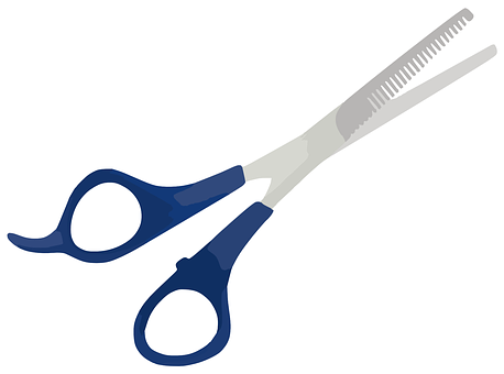 Blue Handled Thinning Scissors PNG image