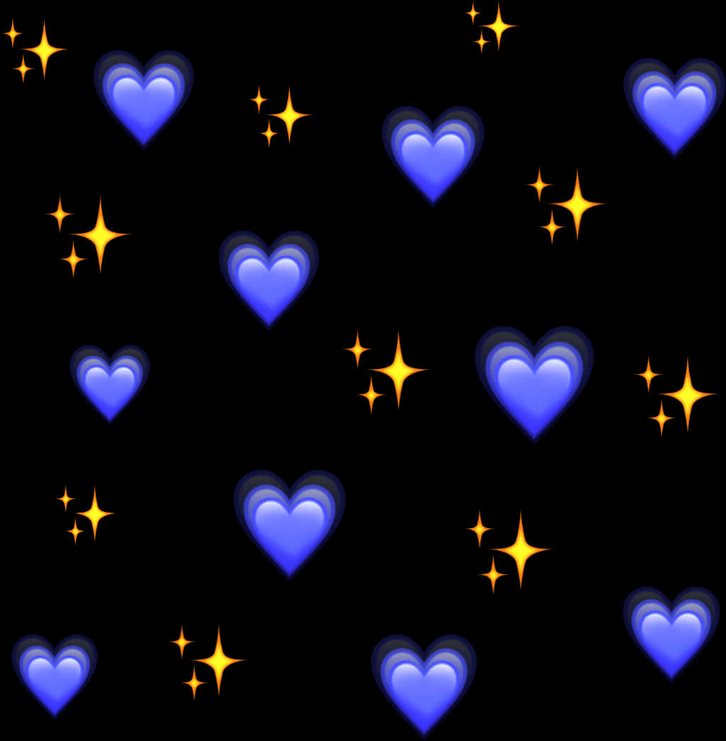 Blue_ Hearts_and_ Stars_ Pattern PNG image
