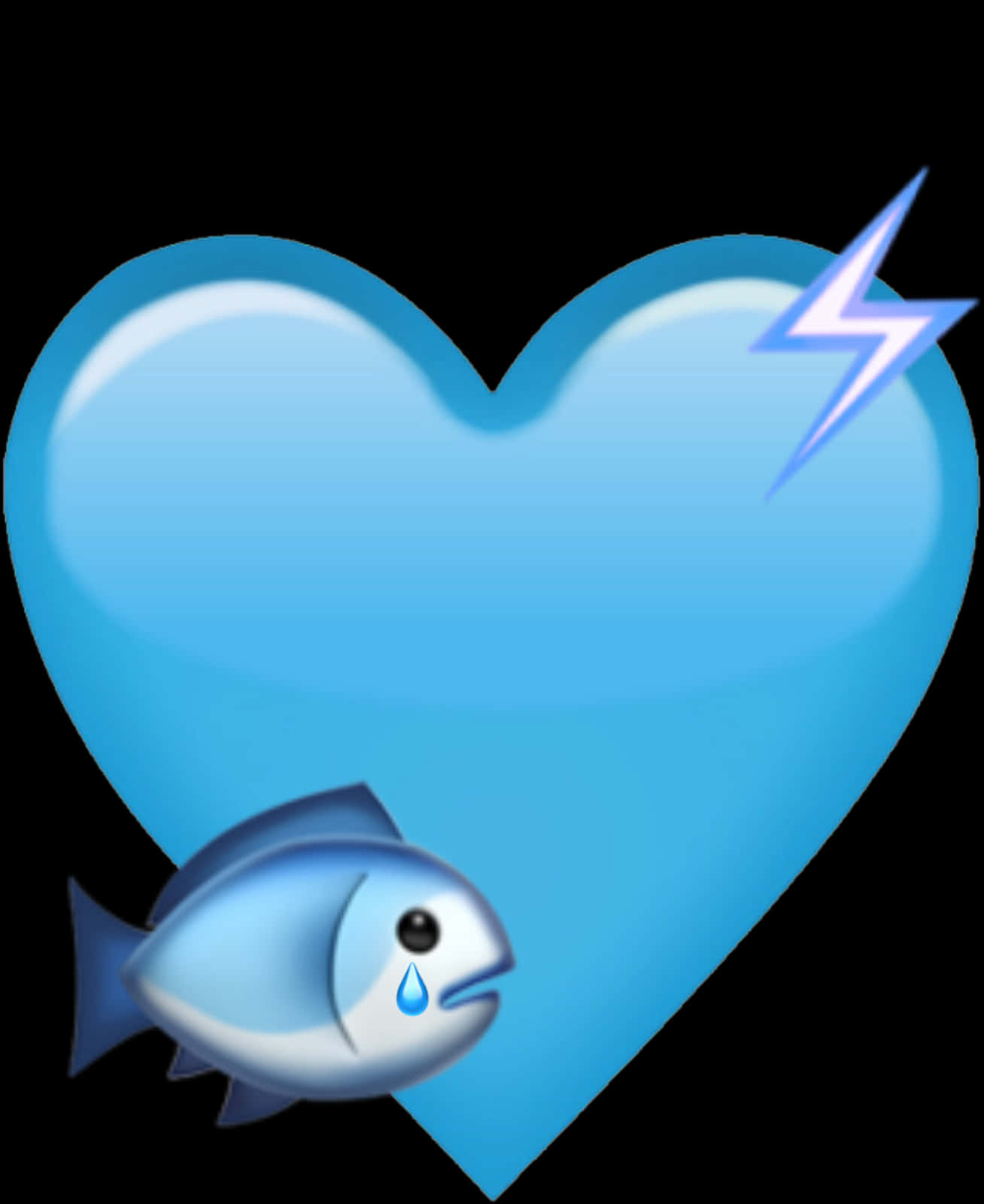 Blue Heartwith Fishand Lightning Bolt PNG image