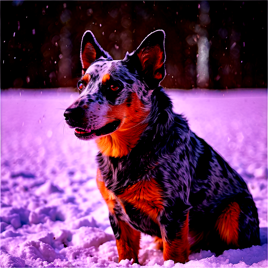 Blue Heeler Enjoying Snow Png 14 PNG image