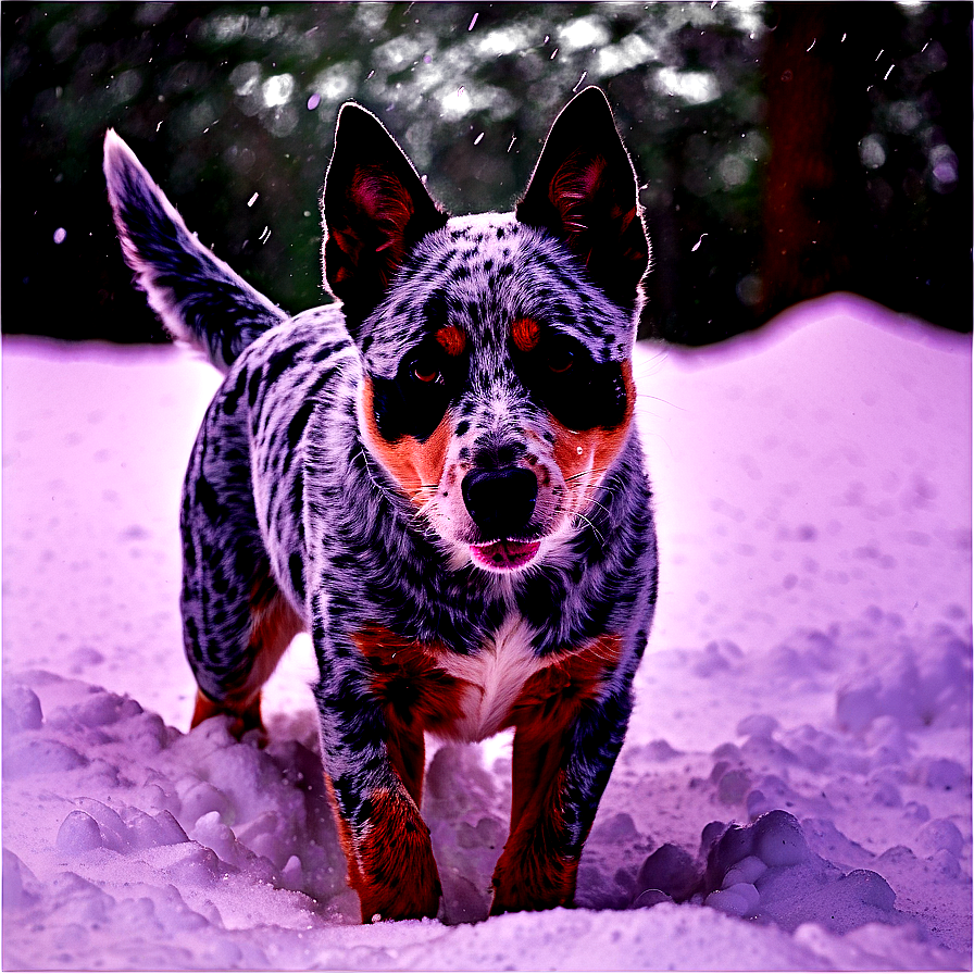 Blue Heeler Enjoying Snow Png Oub PNG image