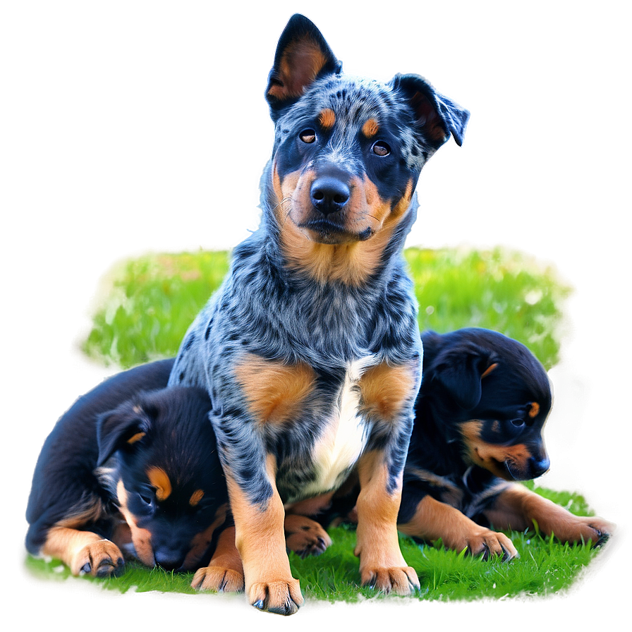 Blue Heeler With Puppies Png 06282024 PNG image