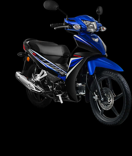 Blue Honda Motorcycle Isolatedon Black PNG image