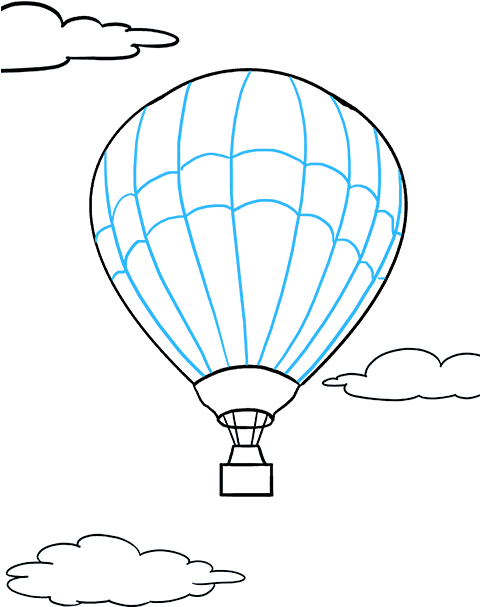 Blue Hot Air Balloon Sketch PNG image