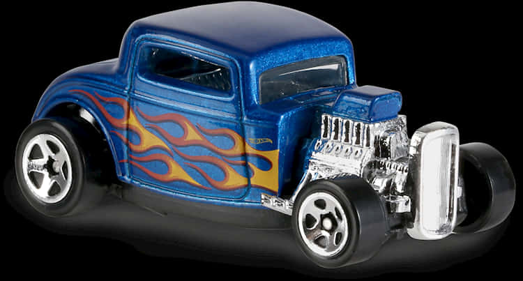 Blue Hot Wheels Classic Car With Flames PNG image