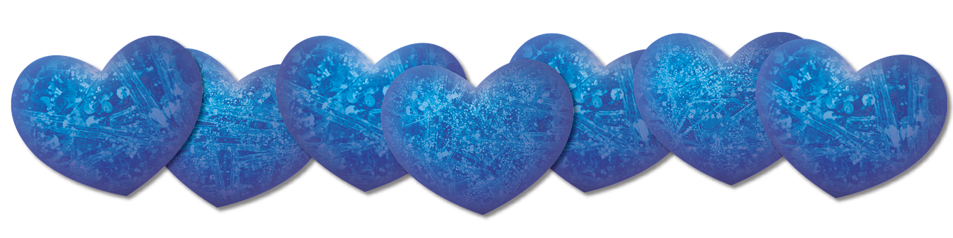 Blue Ice Hearts Row PNG image