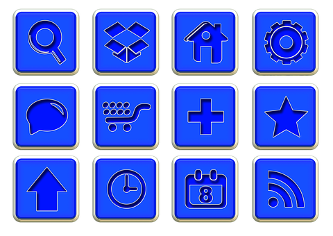 Blue Interface Icons Set PNG image