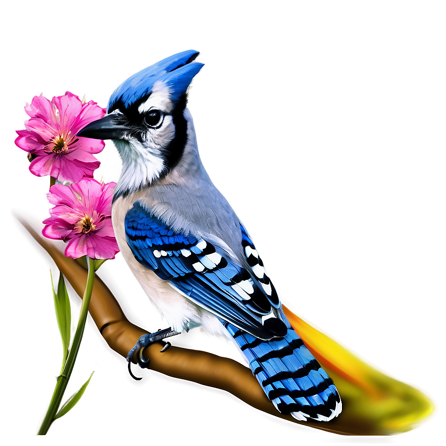 Blue Jay And Flowers Png 06262024 PNG image