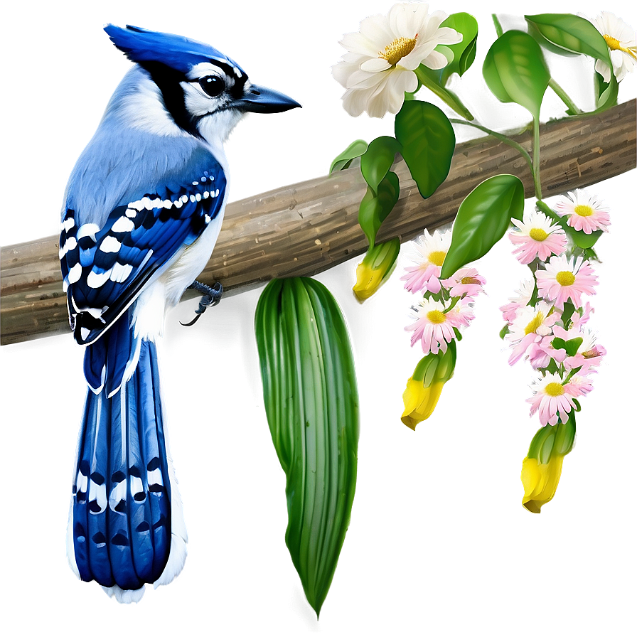 Blue Jay And Flowers Png 06262024 PNG image