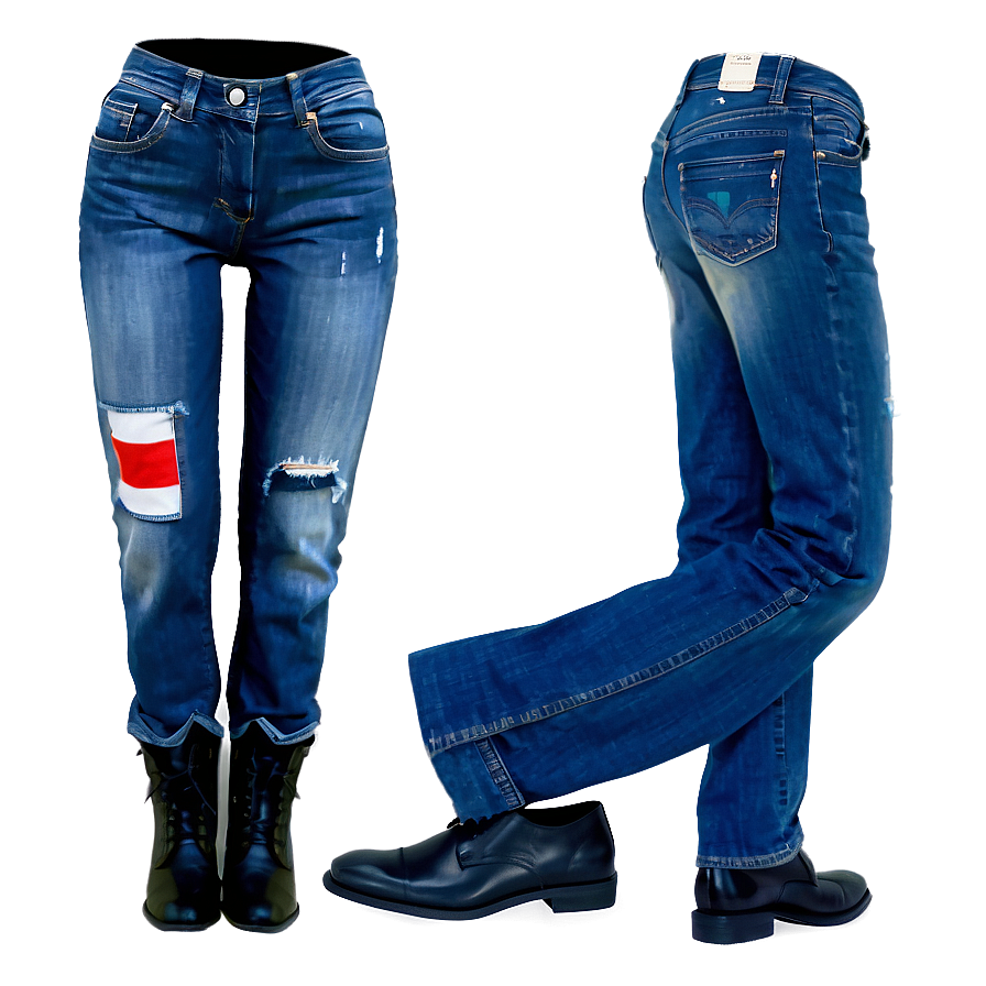 Blue Jeans With Patches Png 56 PNG image