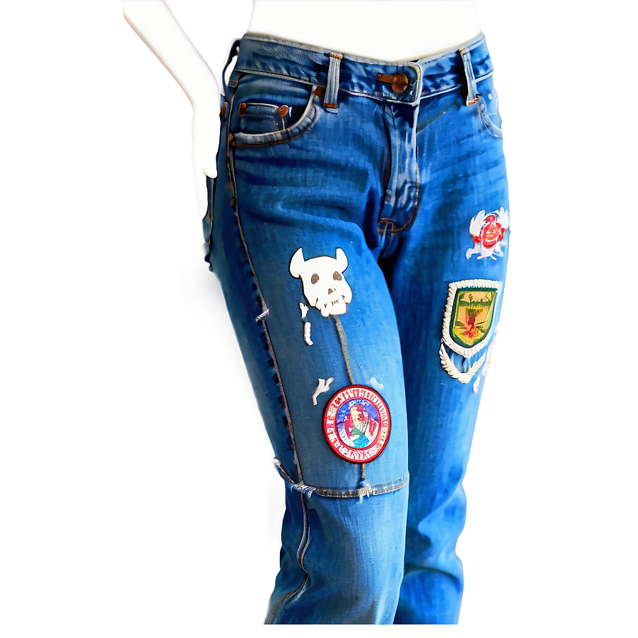 Blue Jeans With Patches Png Flg97 PNG image