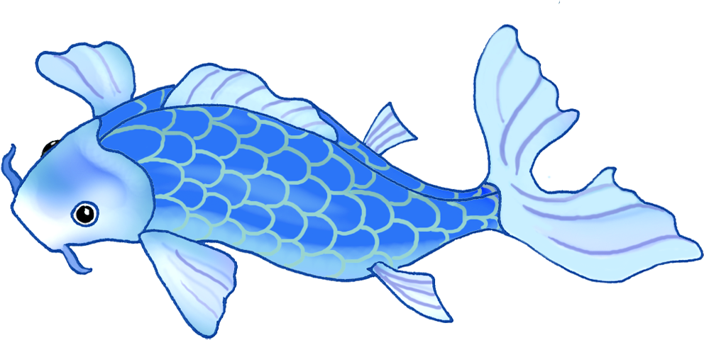 Blue Koi Fish Illustration PNG image