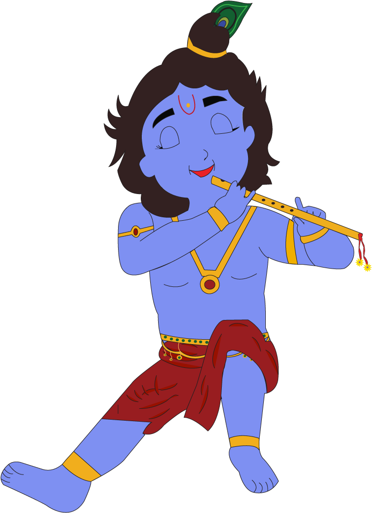 Blue Krishna Playing Flute PNG image