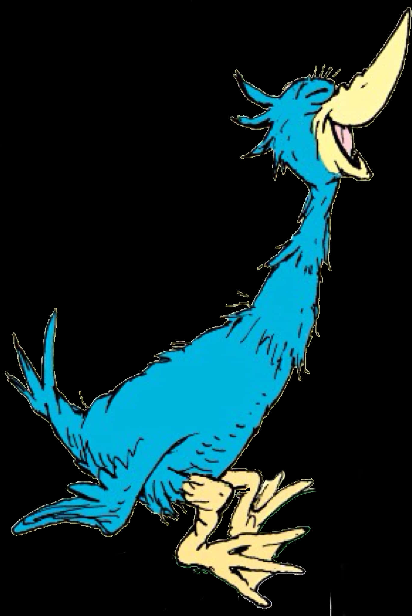 Blue Laughing Dr Seuss Creature PNG image