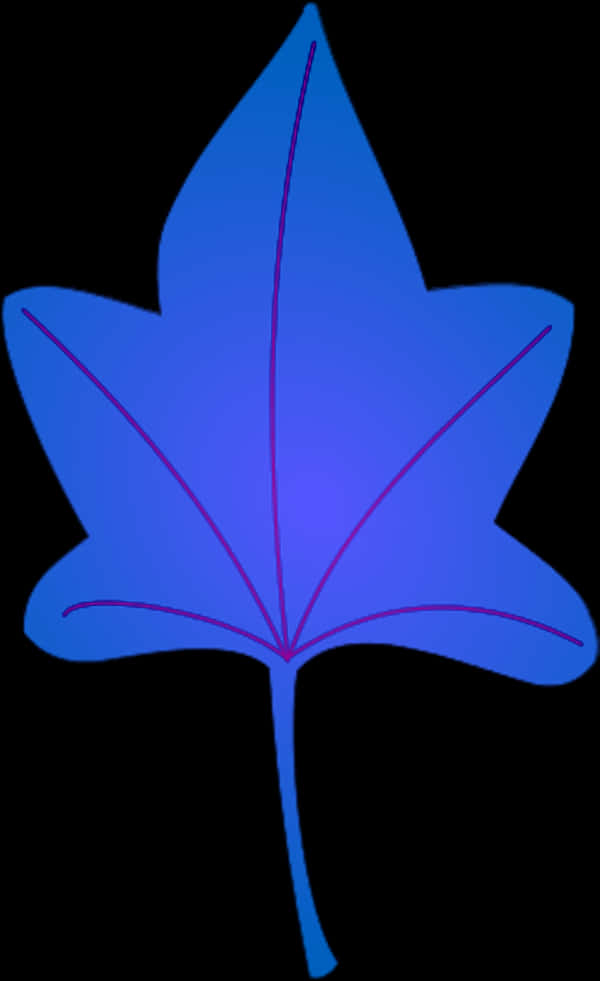 Blue Leaf Silhouetteon Black Background PNG image