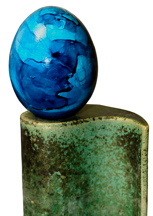 Blue Marbled Easter Eggon Stand.jpg PNG image