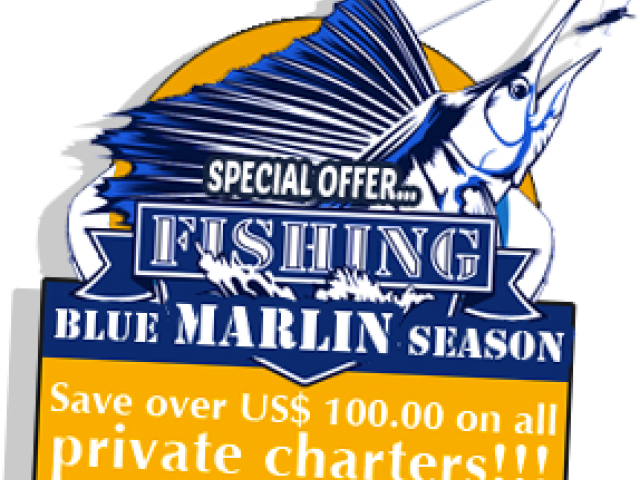 Blue Marlin Fishing Season Promotion PNG image