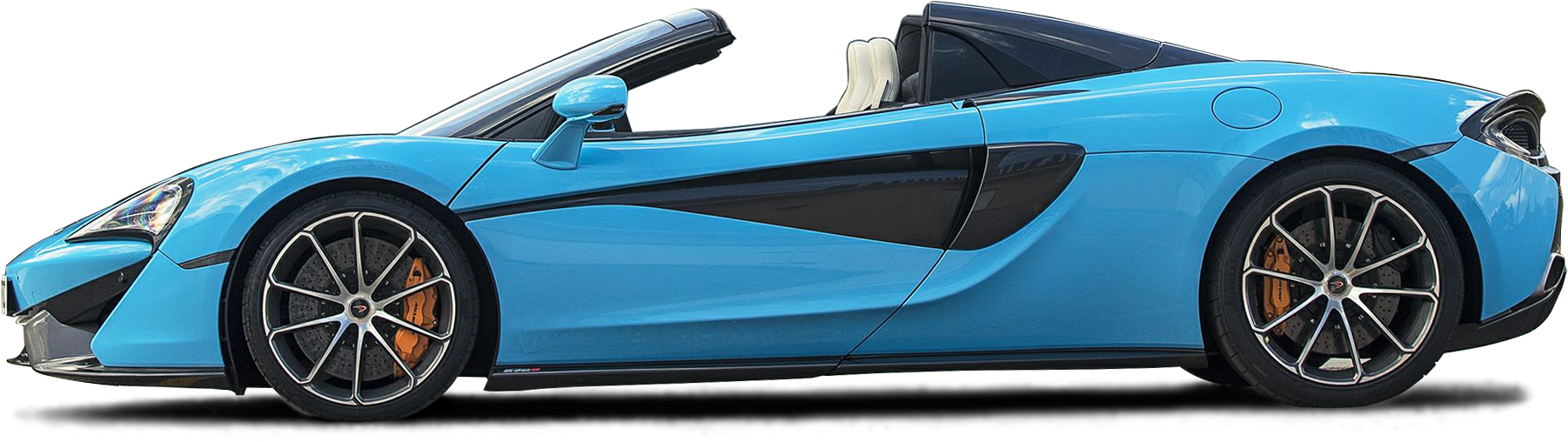 Blue Mc Laren Convertible Side View PNG image