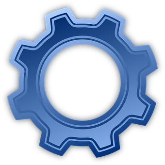 Blue Mechanical Gear Icon PNG image