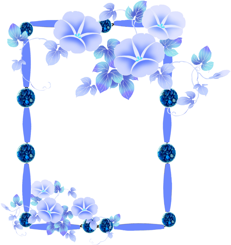 Blue Morning Glory Floral Frame PNG image