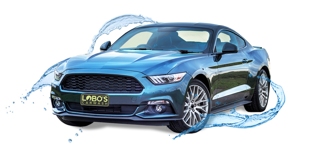 Blue Mustang Car Wash Promo PNG image