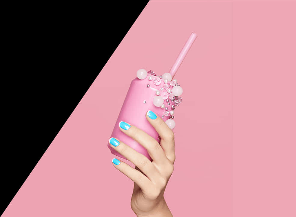 Blue Nail Polish Pink Tumbler PNG image