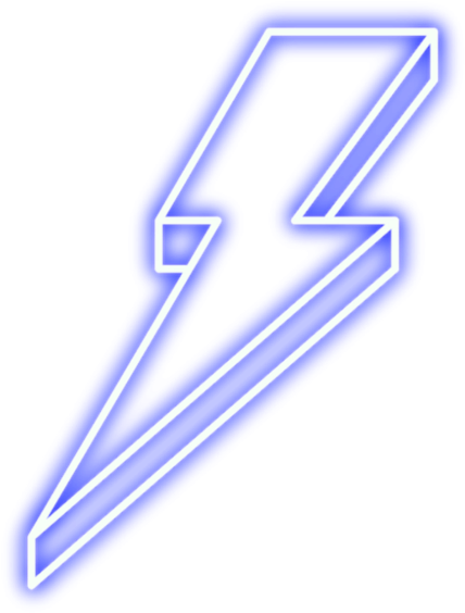 Blue Neon Lightning Bolt PNG image