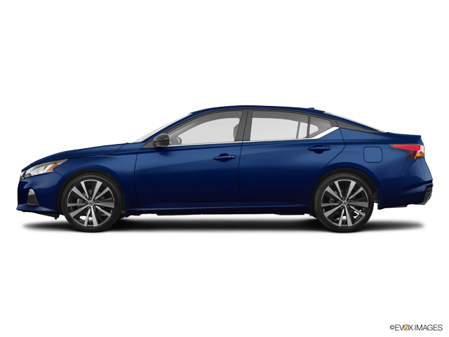 Blue Nissan Sedan Side View PNG image