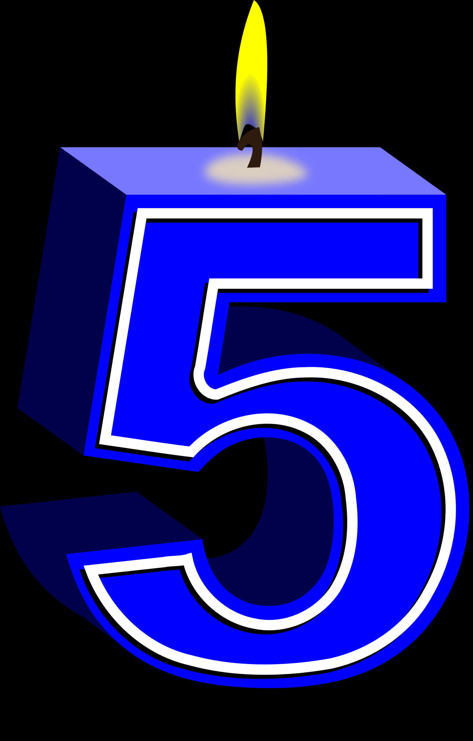 Blue Number5 Birthday Candle PNG image