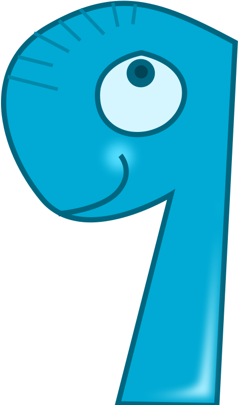 Blue Number9 Cartoon Character PNG image