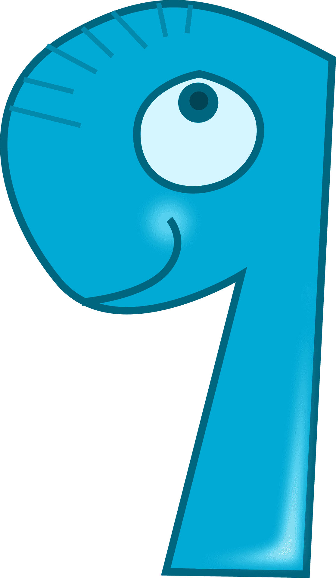 Blue Number9 Cartoon Character PNG image