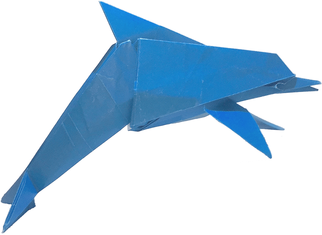 Blue Origami Dolphin PNG image
