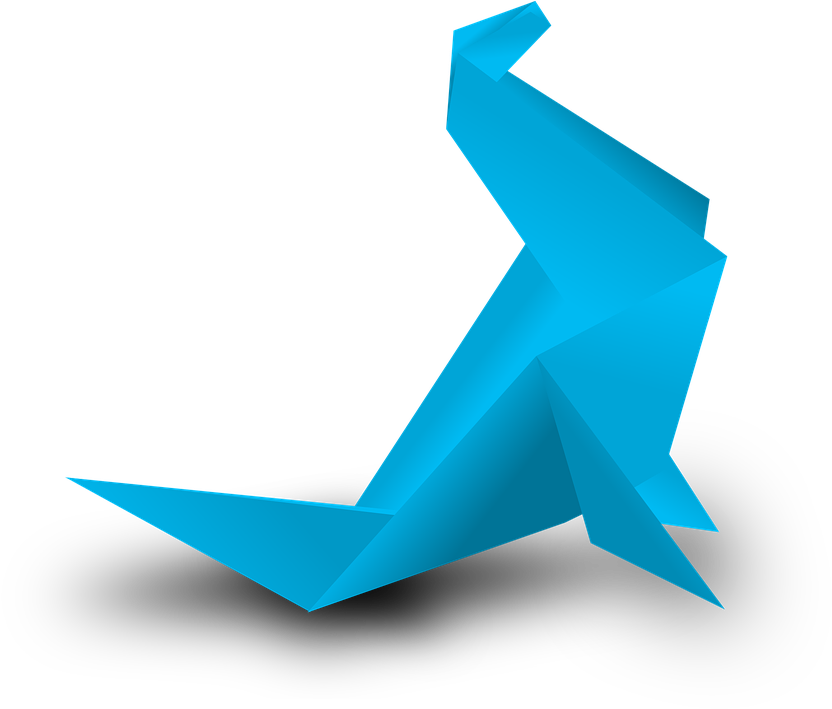 Blue Origami Kangaroo PNG image