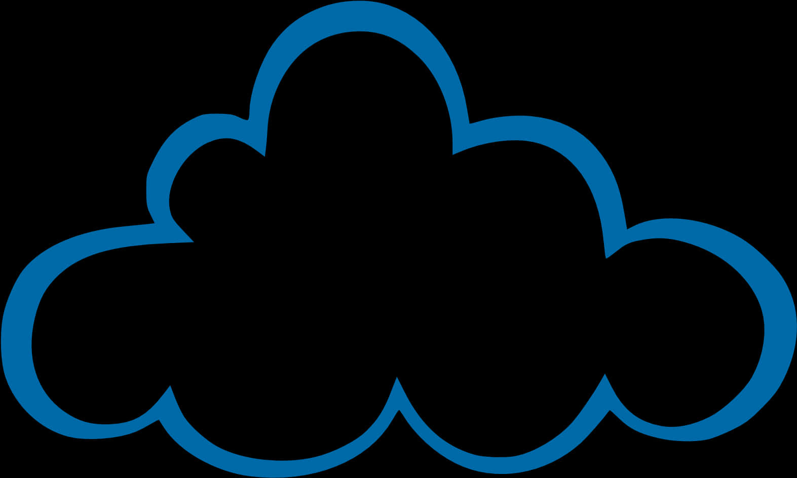 Blue Outlined Cloud Graphic PNG image