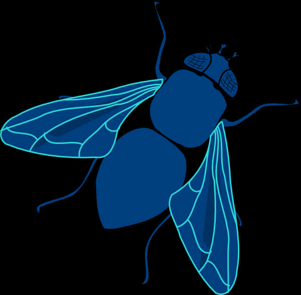 Blue Outlined Fly Illustration PNG image