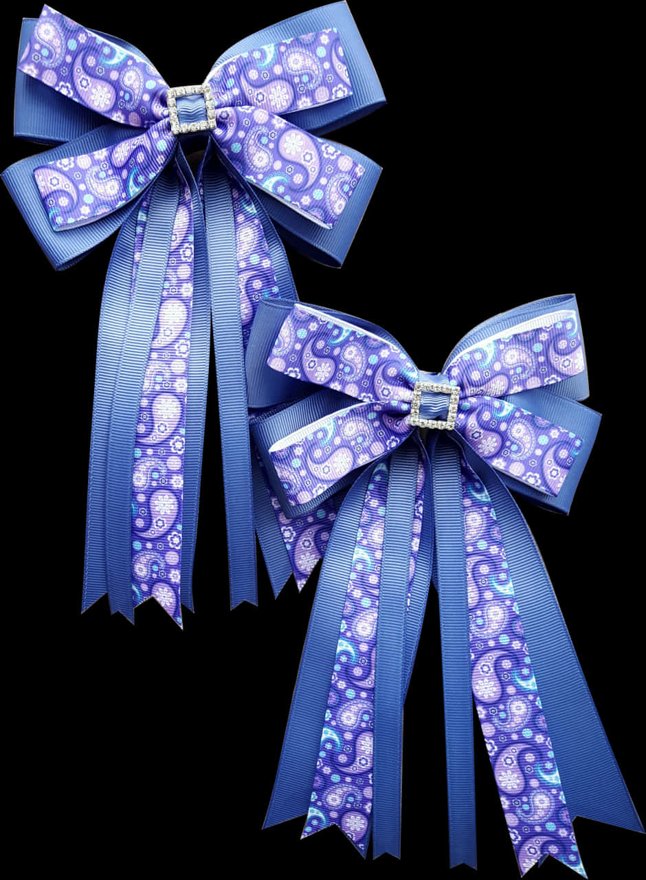 Blue Paisley Hair Bows PNG image