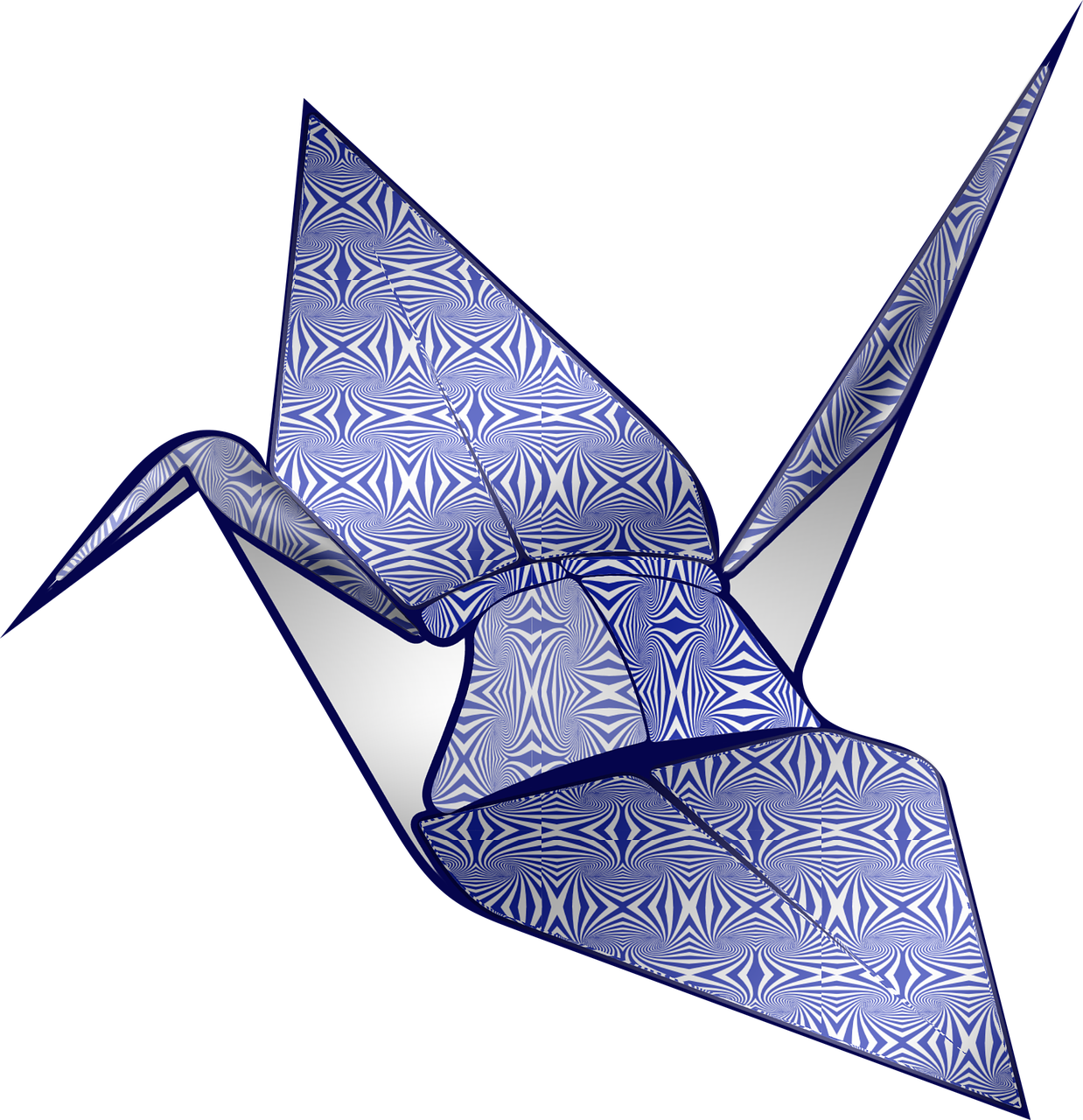 Blue Patterned Origami Crane PNG image