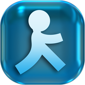 Blue Pedestrian Sign Icon PNG image