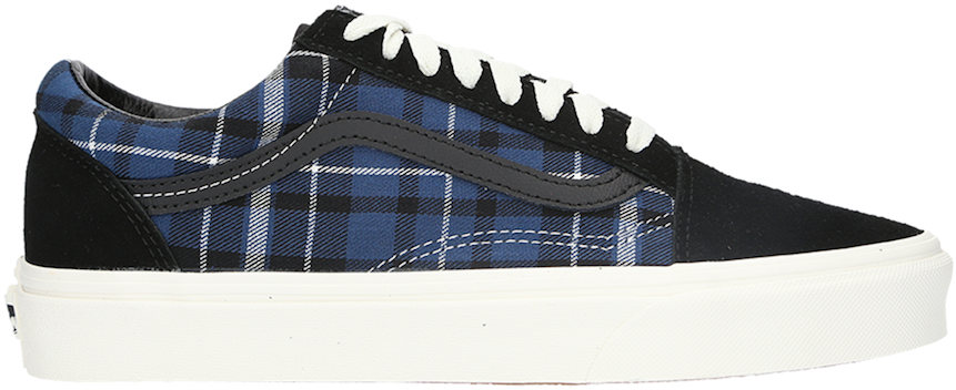 Blue Plaid Vans Sneaker Side View PNG image