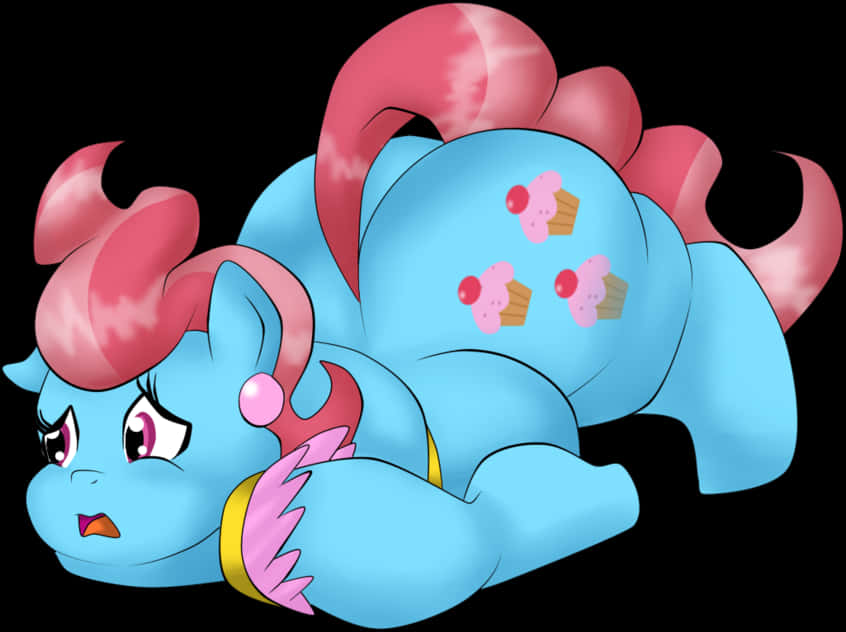 Blue Pony Pink Hair Cupcake Cutie Mark PNG image