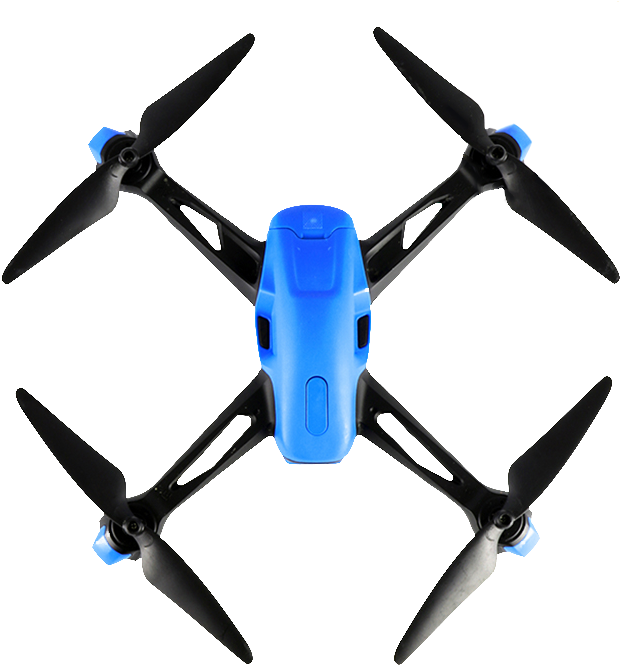 Blue Quadcopter Drone Isolated PNG image