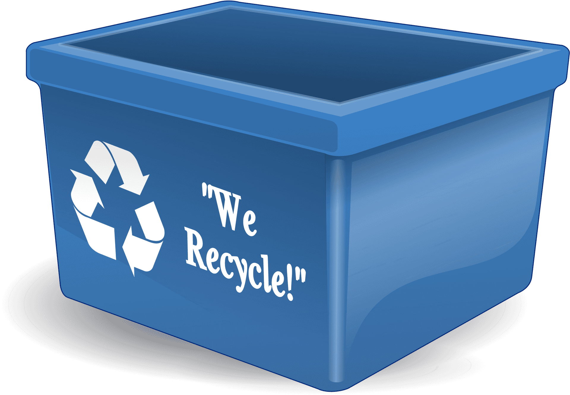 Blue Recycling Bin We Recycle PNG image