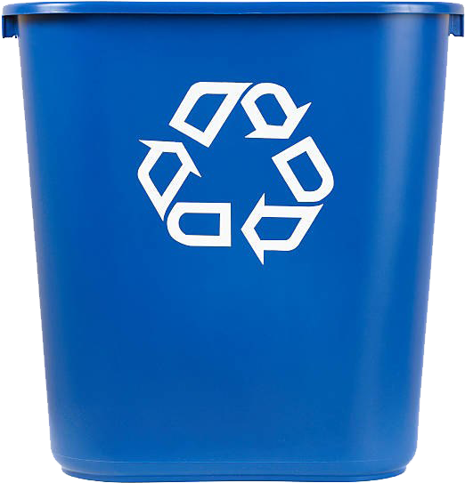 Blue Recycling Bin White Recycle Symbol PNG image