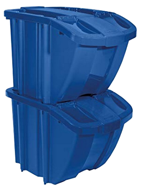 Blue Recycling Bins Stacked PNG image
