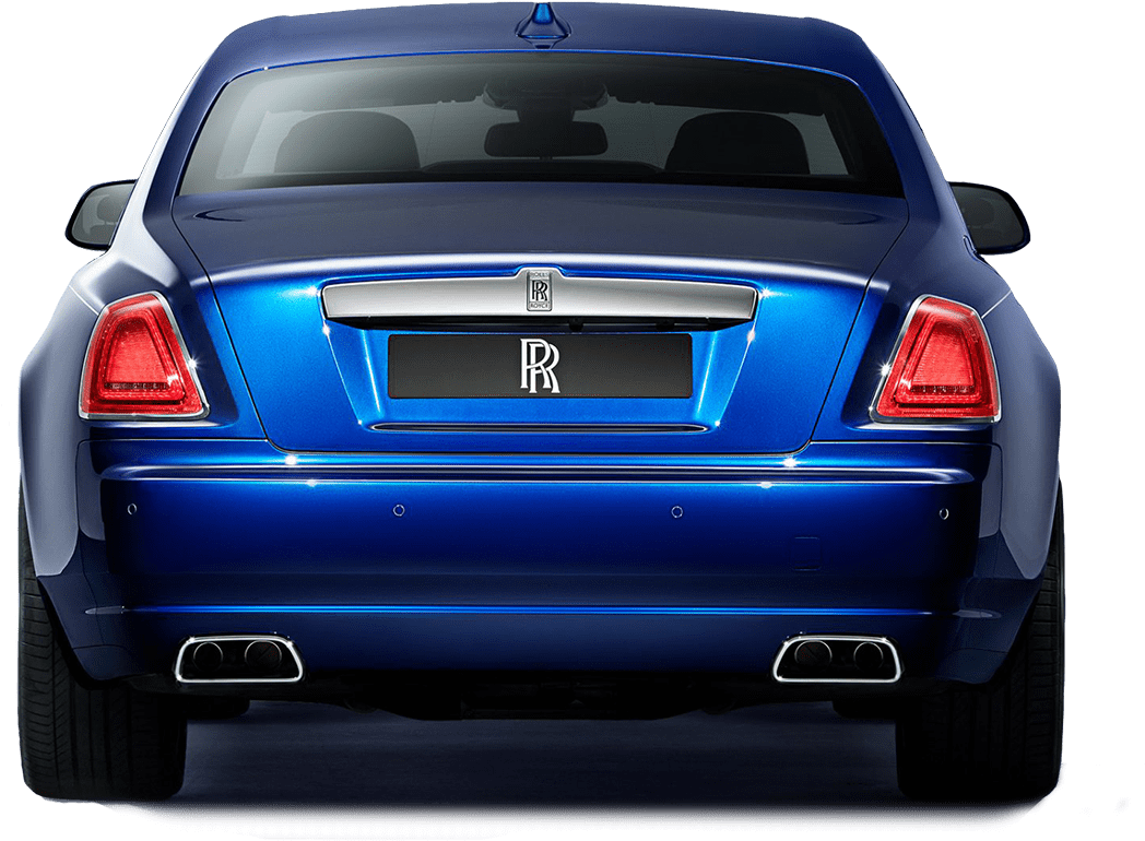 Blue Rolls Royce Rear View PNG image