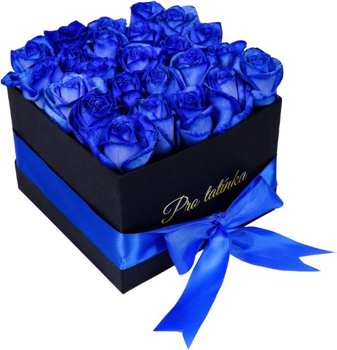 Blue Rosesin Black Gift Boxwith Satin Ribbon PNG image