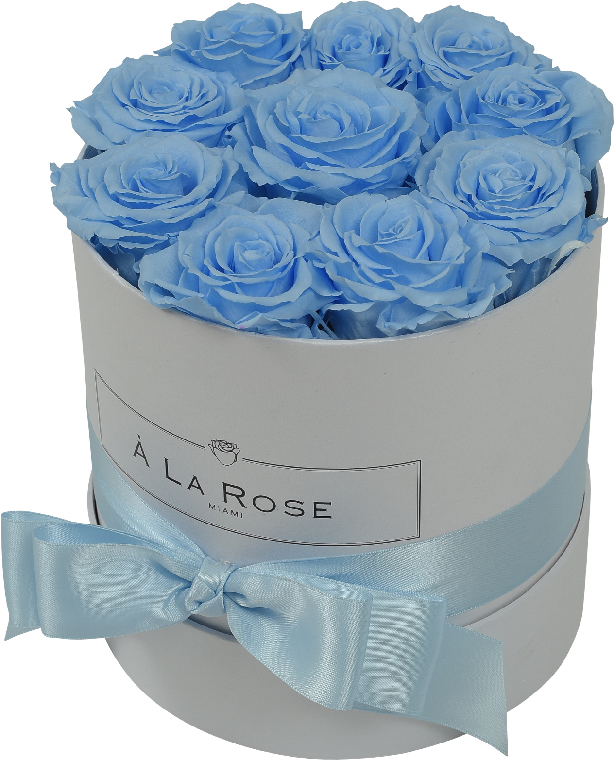 Blue Rosesin White Round Box PNG image