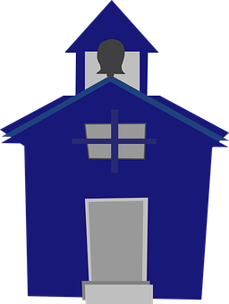 Blue Schoolhouse Graphic PNG image