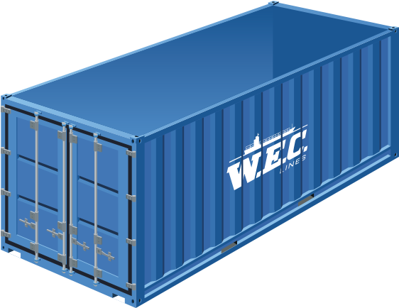 Blue Shipping Container W E C Lines PNG image